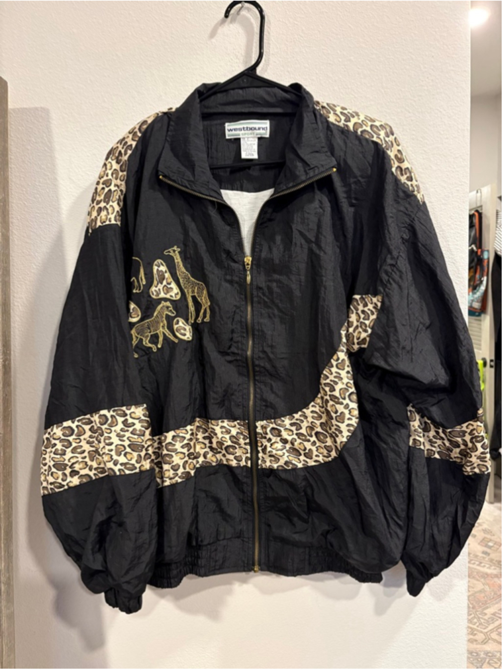 VTG Vintage 90s Westbound Sport Leopard Giraffe Safari Windbreaker Jacket Large